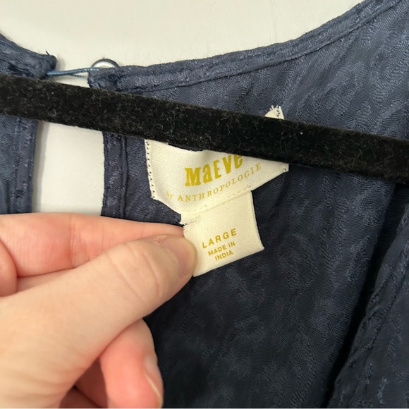 Anthropologie Maeve Jacqueline Jacquard Navy Blue Jumpsuit - Picture 4 of 10